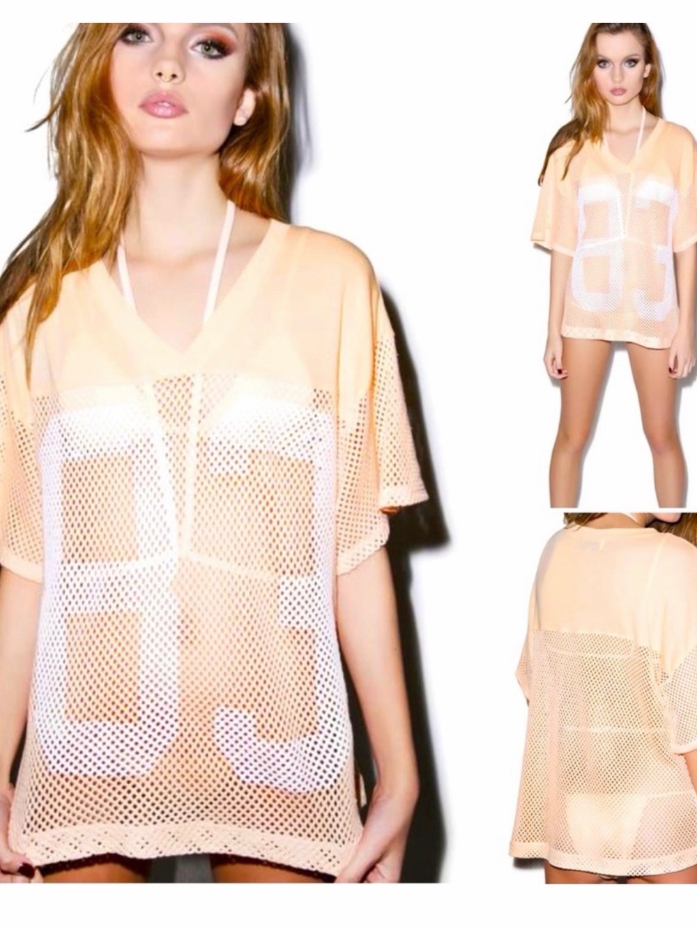 Wildfox football tee, peach